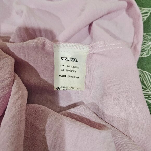 PASTEL PINK FEMININE RUFFLE 5 BUTTON SLEVELESS TOP 2X - Picture 7 of 7